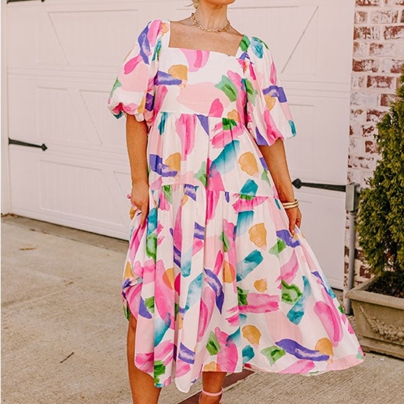 Entry Vibrant Multicolor Midi Dress - Picture 1 of 8